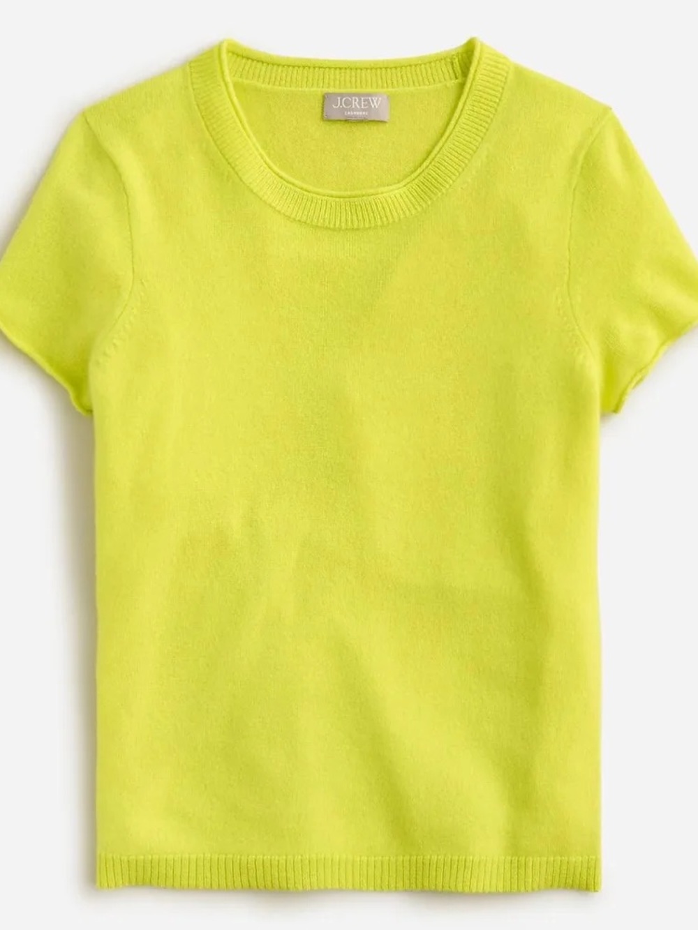 J. Crew cashmere relaxed Tee, Neon Yellow Short Sleeve Crewneck Top